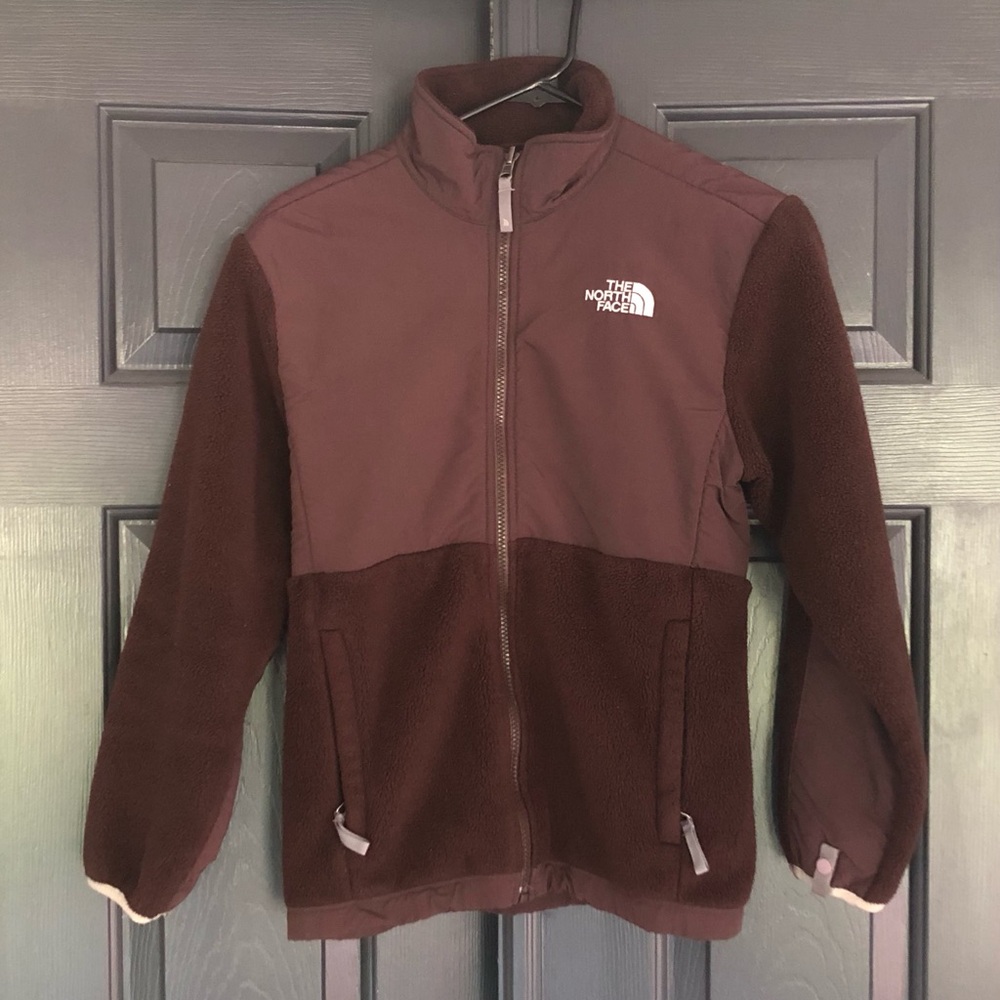 The North Face Jacket Girls Large Brown Fleece Full Zip Insulated Pockets Warm